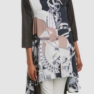 Gracia Black and White Graphic Tunic Womens M